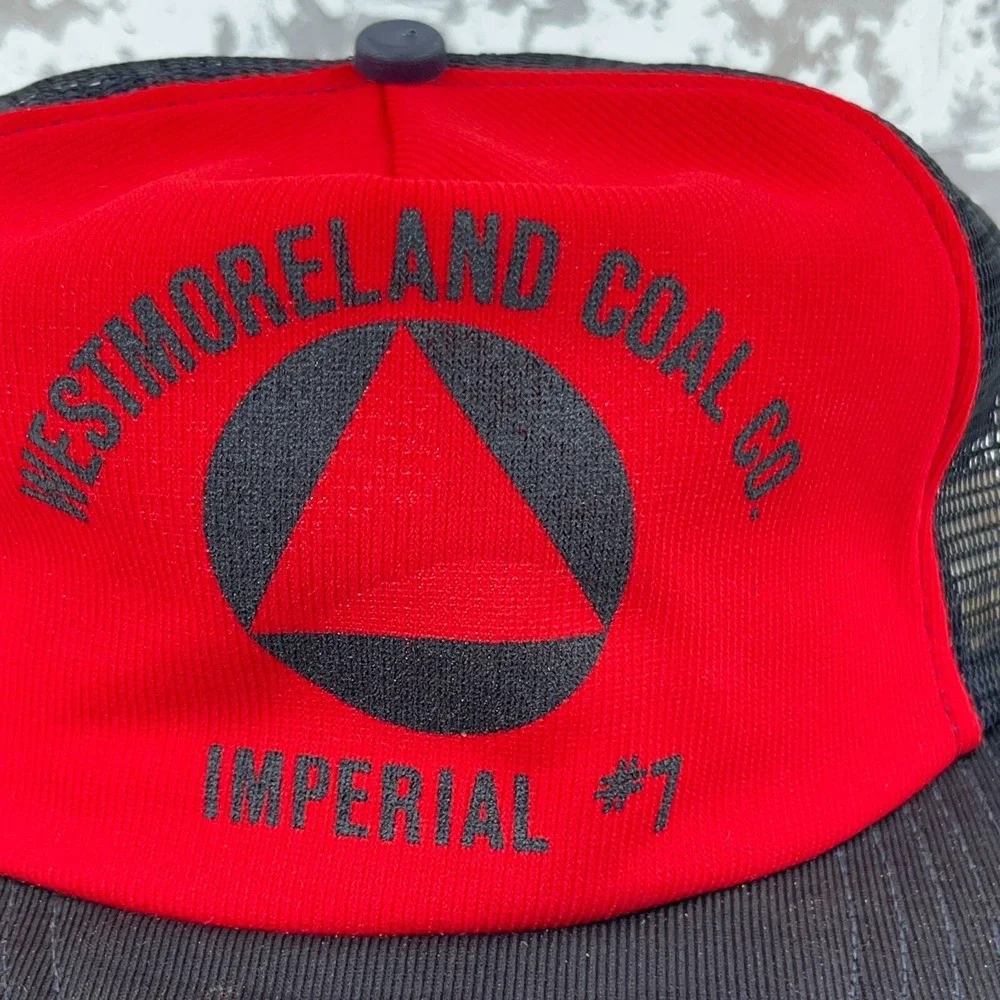 Vintage Westmoreland Coal Company Trucker Hat Cap Mining Red Black 80s USA‎ Made